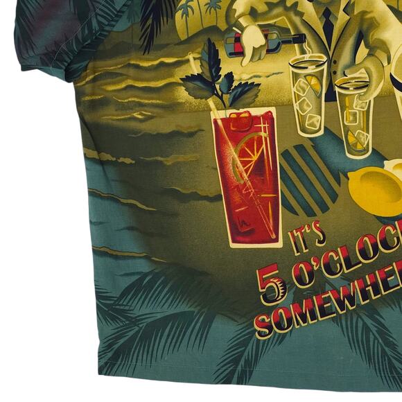 Big Dogs Shirt Mens Large Button Up Hawaiian 5 O'Clock Somewhere Cocktails - Picture 10 of 11